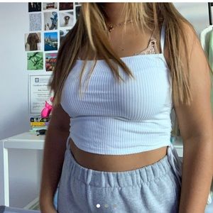 Aritzia white draw string tank